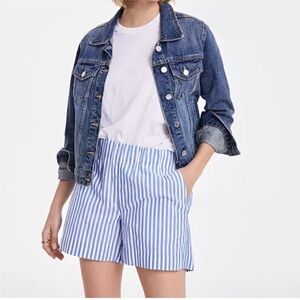 On-34th Macy's Blue White Striped Shorts Small Pull On Pockets cotton nautical